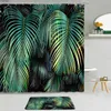 Shower Curtains 2Pcs Green Yellow Palm Leaf Curtain Tropical Plants Colorful Leaves Bathroom Non-Slip Bath Mat Cloth Set Decor