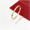 Bangle Classic Love Jewelry Bracelet Designer for Women Luxury Braclet Gold Gold Rose Charml estreito 316L Aço inoxidável fl of Diamo dhxm5