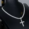 Joyas finas 925 Silver Diamond Cross Cross Custom Freed Out 5.0 mm VVS Mossanite Colgante para cadena de tenis