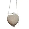 Cosmetic Bags Women's Wedding Purse Heart Shape Tassel Evening Bag Clutch Handbag Shoulder E74B