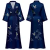 Thuiskleding Nieuwe witte lange mouwen dames lente en herfst casual huisjurk losse v-neck kimono badkamer volledige set avondjurk lounge pajamasl2403