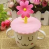 Cups Saucers Cute Anti-dust Silicone Saplings Cup Cover Coffee Suction Seal Lid Cap Airtight Love Spoon Novelty