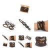 Bracelets à charme Broche de corde Bracelet en cuir tressé Style vintage MTI COMMERIE Men de perles femmes