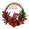 Flores decorativas Christmas Wreath Wreath Balls Berries Pines Bells Rattan Home Wall Decoration Artificial for Front Door