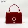 Evening Bags Wedding Clutch Purses Handbag For Women Red Velour Shoulder Bag Luxury Dating Party Clutches Chains Crossbody