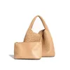 Women Vegan Leather Hand-woven Tote Handbag Fashion Shoulder Top-handle Bag All-match Underarm with Purse