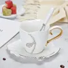 Mokken HF Diamonds Design Coffee Mug Creative Gift Lovers Tea Cups 3D Ceramic met strass Decoration and Saucers