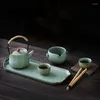 Teaware-sets Japanse thee-stijl theeset 2 personen retro snelle klantbeker 1 theepotbekers en bord 4-delige keramiek