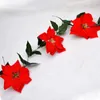 Decorative Flowers Christmas Poinsettia Garland Artificial Wreath Tree Decoration For Indoor And Outdoor