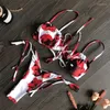 ملابس السباحة للسيدات MELPHIEER 2024 SLING RUCHES SEXY MICRO BIKINI TIES FRONT MINI BIKINIS Set BIQUINIS 2 PCS