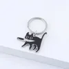 Keychains lanyards schattige cartoon mes kat sleutelhanger roestvrij staal zwart kitten Q240403