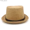 Wide Brim Hats Bucket Mens Str Pork Pie Cap Summer Sunhat Rowing Hat Sailor Straw Beach Fedora Trilby Outdoor Travel US Size 7 1/4 UK L yq240407