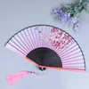 Figurine decorative Pattern Gardenia Modello pieghevole Vintage Fan di bambù Cinese portatile portatile Dance Wedding Abanico