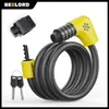 Beelord Bike Cable Lock med 4Digit Code Password Coiled Secure 2 Key Antitheft Security Combination Bracket Bicycle 240401