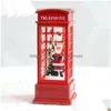 Decorative Objects & Figurines Christmas Vintage Night Lights Snowman Santa Light Up Glitter Phone Booth Ornament Gifts Dropship Drop Dhfrx