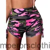 2024 Sport och fitness shorts camo tätt extern slit