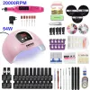 Guns 120/54w Nail Lamp Manicure Set Nail Kit with 20/10 Colors Choose Gel Nail Polish Nail Art Tools Nail Drill Hine for Manicure