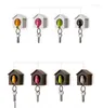 السنانير Birdhouse Wall Keyys Creative Bird Keychain Double Nest Sparrow House Bey Key Chain Ring Ring Box صافرة صافرة