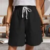 Calça feminina shorts de linho de algodão Mulher em casa usa mini calças curtas básicas de fundo de cintura alta para meninas adolescentes verão tamanho grande tamanho