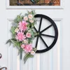 Decorative Flowers Artificial Flower Wreath Wheel Design Realistic Looking Vibrant Color Simulation Front Door Pendant