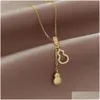 Pendant Necklaces Tassel Micro Inlaid Diamond Double Gourd Necklace For Women Drop Delivery Jewelry Pendants Dhd9C