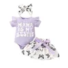 Vêtements ensembles prowow Baby Girl Clothes 2024 "Mama est mon ie" Letter Raiper and Butterfly Jirts 2pcs Summer for Tentimed