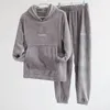 Heimkleidung Frauen Winter-Pyjama Sets weiche Plüschhäuttaschen Langarm O-Neck obere Farbe GLASTISCHE TAY HOSE WARM Unterwäsche