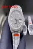 Diamond en acier inoxydable 39 mm Case brillante automatique All White Smooth Sweeping Hands Diamonds Everyhere dans la boucle résistante à l'eau HI4624081