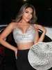 SEXY TOP -mode met dames Solid Bacleloze riemen Volledige diamanten pailletten cami bijgesneden top voor vrouwen