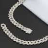 Bling 925 Silver Ice Out Lab Lab Diamond Mossanite Cubanas Pendant Collier Hip Hop Bijoux de liaison cubaine pour hommes