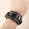 Charm Bracelets Accessoires Paar Armreifen Breite Ledermanschettengürtel Koreanische Handseile PU Armband Rivet Ketten Frauen Armband Armband