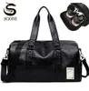 Mens Pu Leather Travel Bag Male Big Duffel Bag för män Kvinnor Handväskor Stor axelväska med sidospelficka UNISEX BOLSA7537518