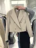 Ternos femininos brancos Blazer curto branco Office Office Lady Fashion Korean Spring Autumn Pockets Vintage Roupas casuais simples vintage