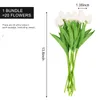 Dekorative Blumen 20pcs Weiß 13,8 Zoll künstliche Tulpen für die Hochzeit der Partydekoration