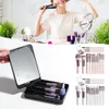 Travel 14pcs Makeup Brush Set with Lightable Mirror Box Portable Lightweight Facial Tools for Women Girls 240403