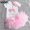 Vêtements Ensemble bébé filles 1 an d'anniversaire Robe Toddler en tout-petit 1ère fête des tenues de baptême Costumes de princesse pendant 12 mois