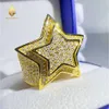 Designer bijoux hip hop VVS Moisanite Moisanite personnalisé Hip Hop Double Layer Star Design Ring 925 Sterling Sliver Moisanite Anneaux pour hommes et femmes