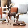 Konst och hantverk Creative Harts Crafts Par of Deer Retro Livin Room Desktop Ornament Senior Statue Lucky Animal Modern Home Accessories Iftl2447