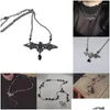 Colliers pendants Fashion Collier de chauve-souris gothique punk vintage pour femmes Animaux Chain de cou Halloween Collier Hip Hop Girls Jewelr Dhlvp