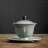 Ensembles de voiles de thé Luwu Ceramic Gaiwan Tureen Chinese Tea Drinkware 130 ml