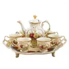 Zestawy herbaciarskie Europejskie lekkie luksusowe herbatę różową ręcznie malowane złoto domowe filiżanki ceramiczne Zestaw salonu Wysokiej klasy garnek do kawy