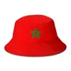 Wide Brim Hats Bucket 2022 New Summer Moroccan Flag Mens and Womens Street Clothing Folding Bob Fishing Hat Panama Q240403