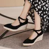 Kleiderschuhe Lihuamao Espadrilless Frauen Keile Plattform Spitze Zehen Damen High Heel Pumps Party Hochzeit Mary Jane