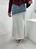 Scherma Spring Denim Patchwork Scata di pesce Midi Donne Slim Bodycon Fashion Ruffle Ledies Woman Korean High Woman