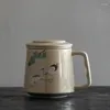 Tassen Untertassen Pflanzen Asche Keramik Tasse Tee Trennung Tasse Herstellung Büro Haushaltsfilter persönliches Wasser mit Abdeckung 380 ml