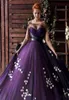 2019 abiti da ballo viola plus size applique da abiti da sera fuori dalla spalla un abito formale di tulle di treno di treno 66658793