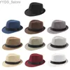 Breda brimhattar hink herr fedora hatt trilby kubansk sol panama kort blommig sommar yq240407