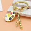 Keychains Lanyards Ny målare Palette Pendant Keychain Brush Artist Key Chain Car Hjärtformad söt Keyring Art Course Souvenir Present Kvinnor Child Q240403