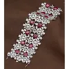 Bangle Designer Collection Style Wide Chain Armband Women Lady Inlay Drop Shaped Cubic Zircon Synthetic Ruby Plated Gold