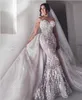 Abiti da sposa sirenetta per la size a cuore con pizzo staccabile in pizzo 3d abbigliamento da sposa da sposa 3d floreale per la spiaggia sexy br1821608